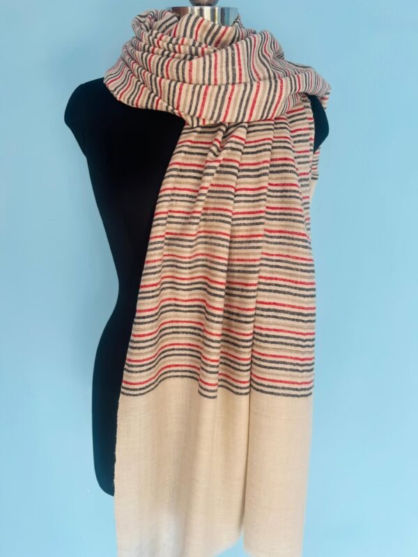 Handwoven Pashmina Shawl – Classic Striped Elegance - Image 3