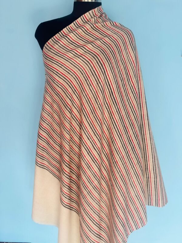 Handwoven Pashmina Shawl – Classic Striped Elegance - Image 2
