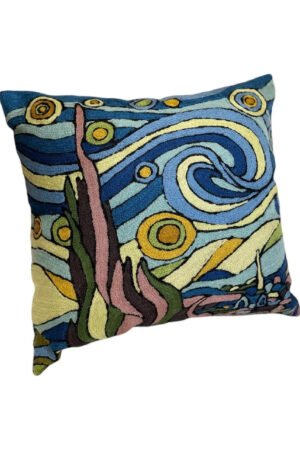 Chain Stitch Cushion Cover – Starry Swirl Art