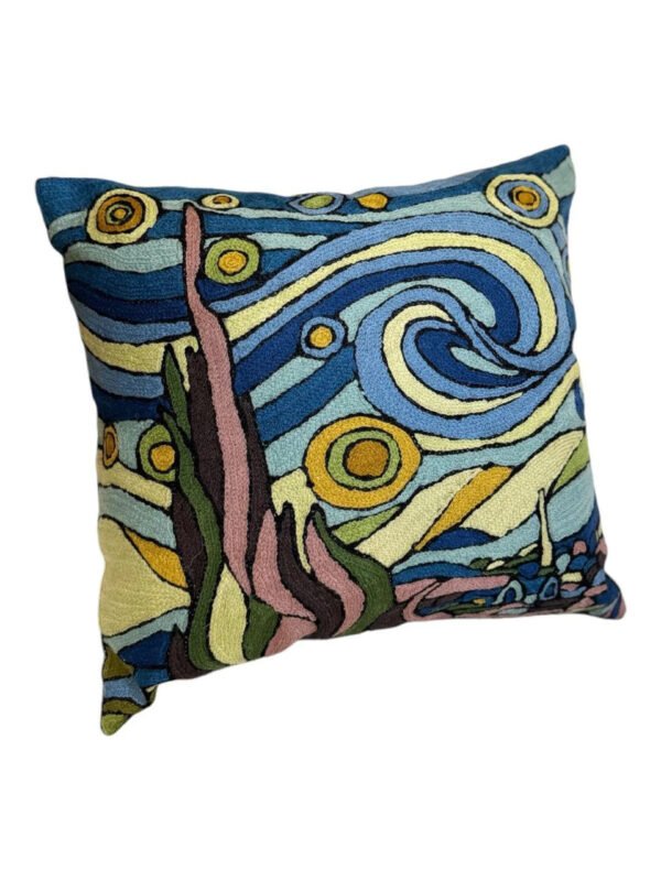 Chain Stitch Cushion Cover – Starry Swirl Art
